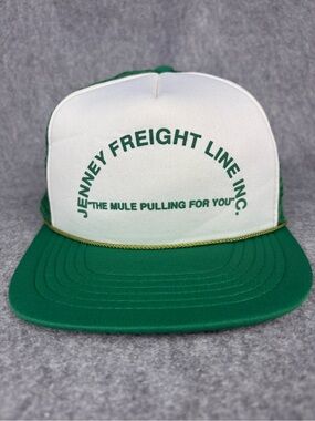 Vintage Jenney Freight Line Trucker Hat Green White Snapback